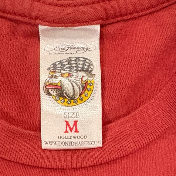 Ed Hardy Red Tee with Multicolor Tiger Graphics - Picture 2 of 6